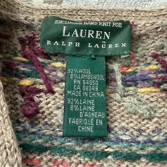 Ralph Lauren Vintage Wool Fair Isle Cardigan Sweater - Picture 4 of 8